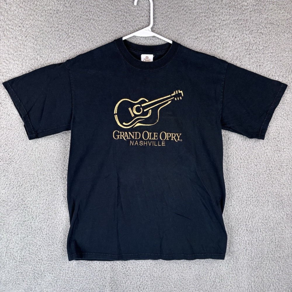 Vintage‎ Grand Ole Opry T-Shirt Mens Medium Black Gold Embroidered Country Music